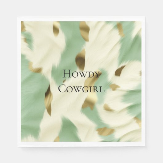 Serviette En Papier Vachette blanche verte à la menthe (Devant)