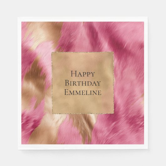 Serviette En Papier Vachette Brown Western Pink Gold (Devant)