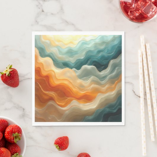 Serviette En Papier Vague liquide contemporaine Abstraite (En situation)