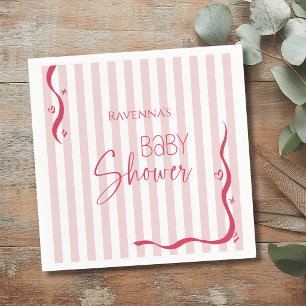 Serviette En Papier Vague rose rayure élégante fête Baby Shower