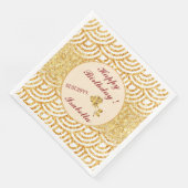 Serviette En Papier Vague Soleil Doré Paillettes Boho Collection Popul (Coin)