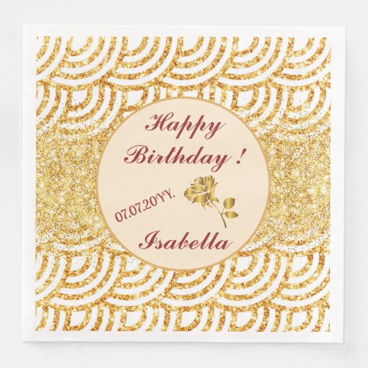 Serviette En Papier Vague Soleil Doré Paillettes Boho Collection Popul (Devant)