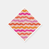 Serviette En Papier Vagues Abstraites rayées rétro rose rouge orange (Coin)