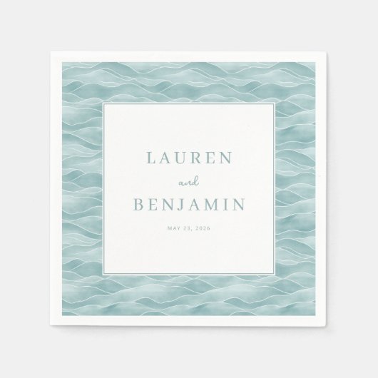 Serviette En Papier Vagues Bleues Vertes Tranquilles (Devant)
