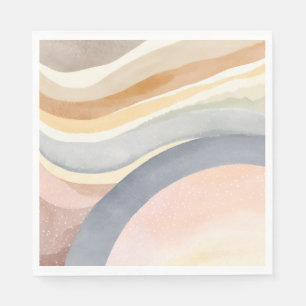 Serviette En Papier Vagues Contemporaines   Aquarelle Moderne Neutre