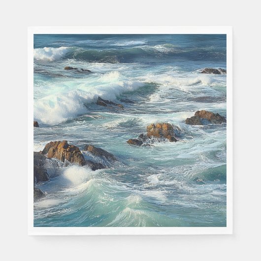 Serviette En Papier Vagues de l'océan Pacifique (Devant)