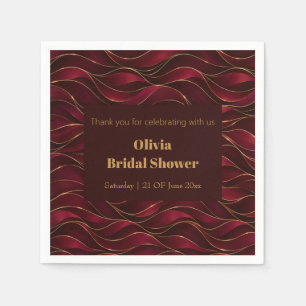 Serviette En Papier Vagues de marbre rouge burgundy élégantes avec acc
