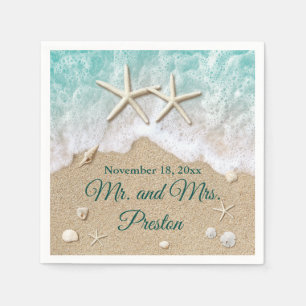 Serviette En Papier Vagues de plage et Starfish