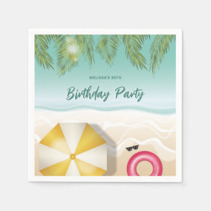 Serviette En Papier Vagues de sable tropical océanique Anniversaire d'