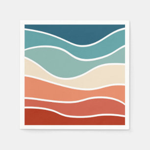 Serviette En Papier Vagues de style rétro coloré