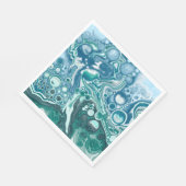 Serviette En Papier Vagues et bulles turquoise et bleu océan (Coin)