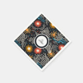 Serviette En Papier Vagues florales Abstraites sur noir (Coin)