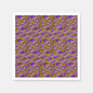 Serviette En Papier Vagues métalliques-violet-or-2 PAPIERS NAPKINS