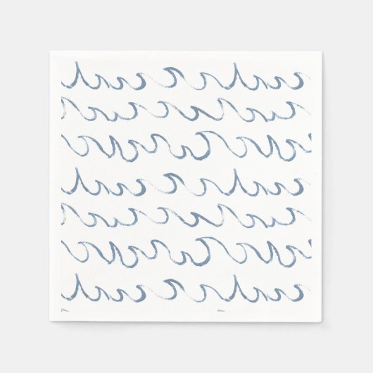 Serviette En Papier Vagues minimes Abstrait main tiré Scandi Motif (Devant)