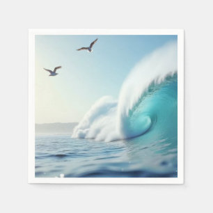 Serviette En Papier Vagues Océan Mer Nature Bleu Puissant Eau