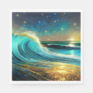 Serviette En Papier Vagues océaniques divergentes scintillantes