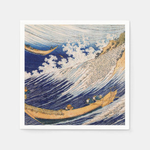 Serviette En Papier Vagues océaniques Hokusai Bateaux en mer