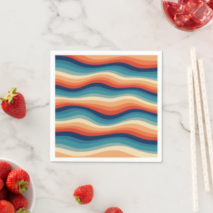 Serviette En Papier Vagues Rétro Colorées Vintage