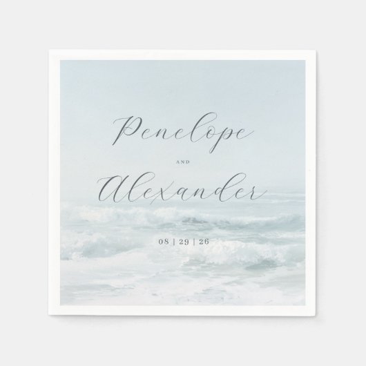 Serviette En Papier Vagues sereines de l'océan bleu (Devant)