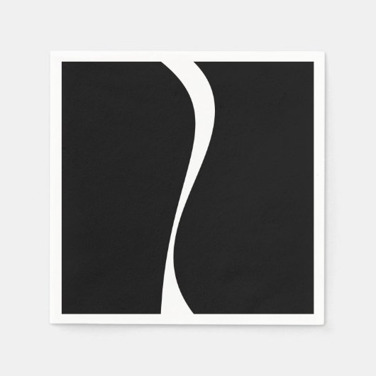 Serviette En Papier Vagues simples 2 - Noir et blanc (Devant)