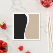 Serviette En Papier Vagues simples 2 - Taupe, noir et blanc (En situation)