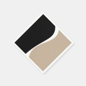 Serviette En Papier Vagues simples 2 - Taupe, noir et blanc (Coin)