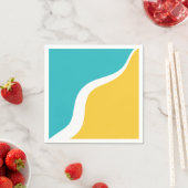 Serviette En Papier Vagues simples 3 - Turquoise et Jaune (En situation)