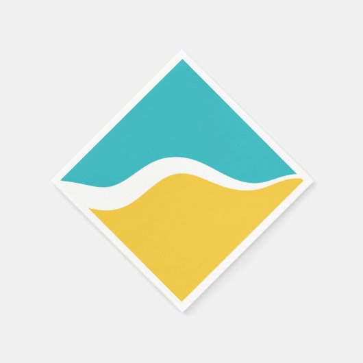 Serviette En Papier Vagues simples 3 - Turquoise et Jaune (Coin)