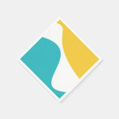 Serviette En Papier Vagues simples 4 - Turquoise et Jaune (Coin)