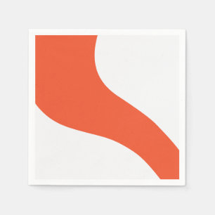 Serviette En Papier Vagues simples - orange et blanc