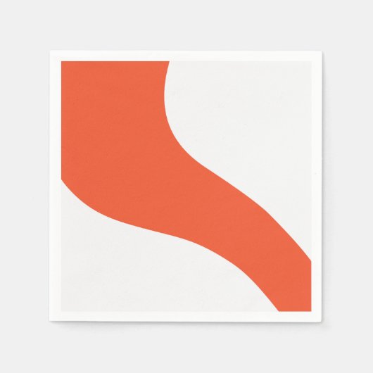 Serviette En Papier Vagues simples - orange et blanc (Devant)