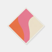 Serviette En Papier Vagues simples - rose, orange et crème (Coin)