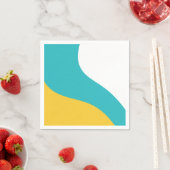 Serviette En Papier Vagues simples - Turquoise et Jaune (En situation)
