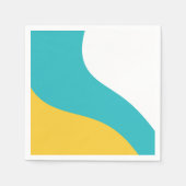 Serviette En Papier Vagues simples - Turquoise et Jaune (Devant)