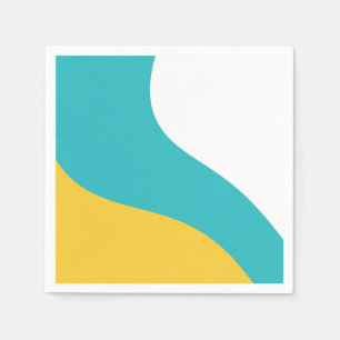 Serviette En Papier Vagues simples - Turquoise et Jaune