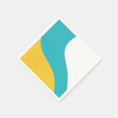 Serviette En Papier Vagues simples - Turquoise et Jaune (Coin)