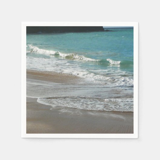 Serviette En Papier Vagues sur la plage bleu turquoise Océan (Devant)