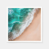 Serviette En Papier Vagues sur la plage de sable (Devant)