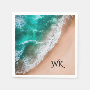 Serviette En Papier Vagues sur Sandy Beach Personnel