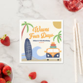 Serviette En Papier Vagues Surf de quatre jours Bleu 4e fête d'anniver (En situation)