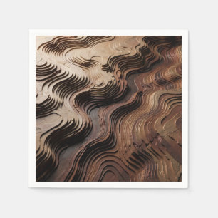 Serviette En Papier Vagues Topographiques en Bois Stratifié Abstraites