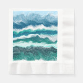 Serviette En Papier Vagues turquoise et bleu océan (Devant)
