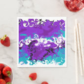 Serviette En Papier Vagues violettes personnalisées Fluid Art Annivers (En situation)