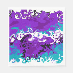 Serviette En Papier Vagues violettes personnalisées Fluid Art Annivers