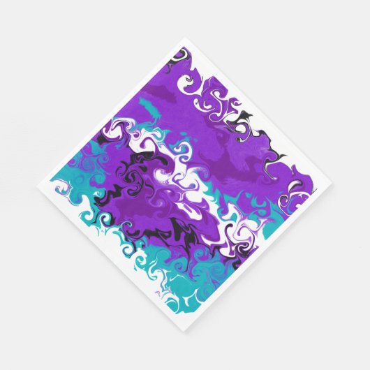 Serviette En Papier Vagues violettes personnalisées Fluid Art Annivers (Coin)