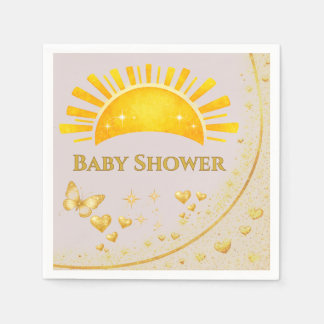 Serviette En Papier Vaisselle de fête pour Baby Shower Papillon Doré C