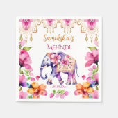 Serviette En Papier Vaisselle éléphant ornée mariage indien Mehndi (Devant)
