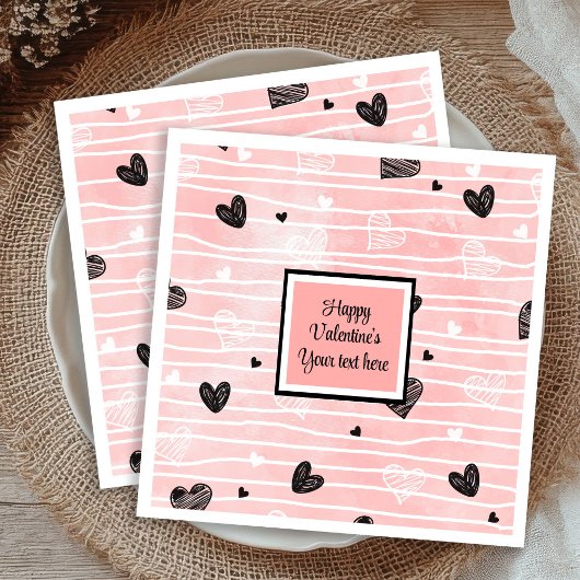 Serviette En Papier Vaisselle personnalisée pour la Saint-Valentin ave