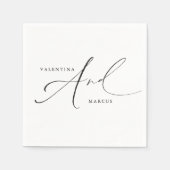Serviette En Papier VALENTINA Chic Elegant Calligraphie Script Mariage (Devant)