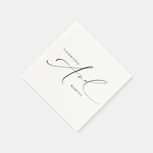 Serviette En Papier VALENTINA Chic Elegant Calligraphie Script Mariage (Coin)